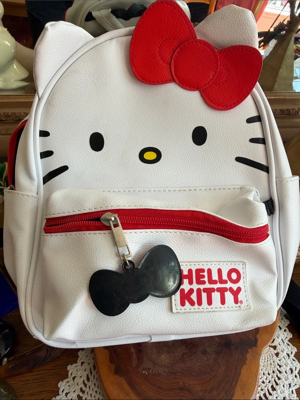 Hello Kitty White and Red Mini Backpack with Bow Accent